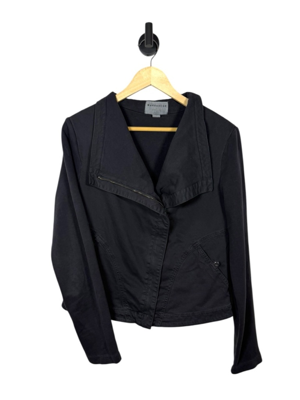 Marrakech Faravel Moto Jacket Black Anthropologie Size M Asymmetric Zip